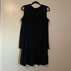 Topshop Cold Shoulder Long-Sleeve Black Dress